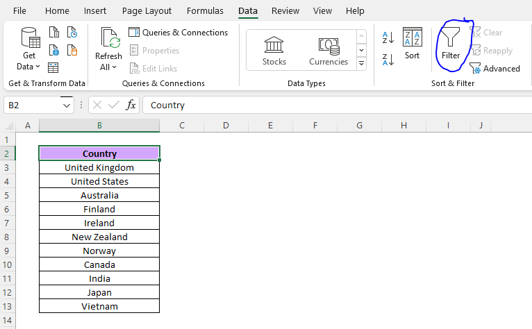 Alphabetize in Excel