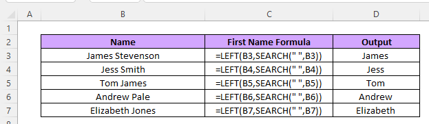 Separate Names in Excel