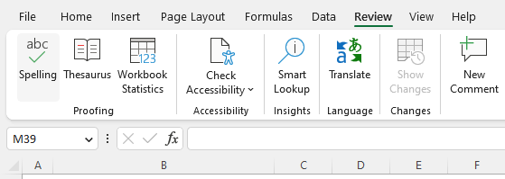 Spelling in Excel